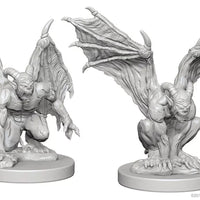 Gargoyles 2 pk W1 Nolzur's D&D miniature Dungeons Dragons unpainted medium stone