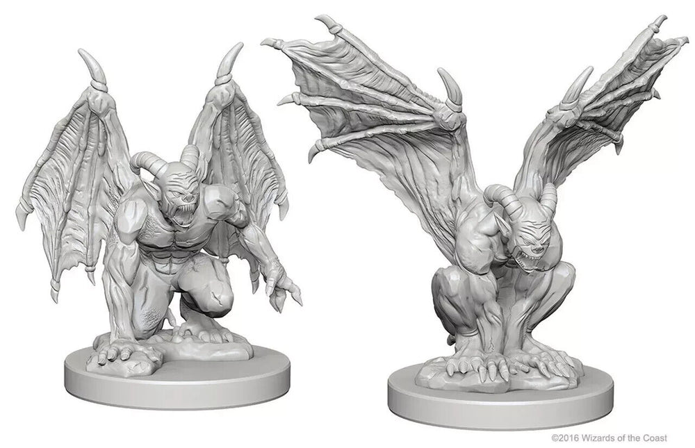 Gargoyles 2 pk W1 Nolzur's D&D miniature Dungeons Dragons unpainted medium stone