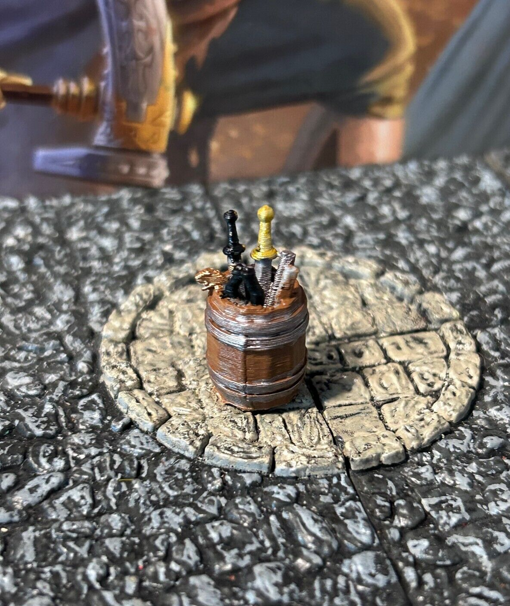 Wooden Weapons Barrel from Forge miniature Dungeon & Dragons D&D printed painted