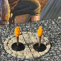 Torch 2 pack painted miniature Dungeon & Dragons D&D printed adventurer torches