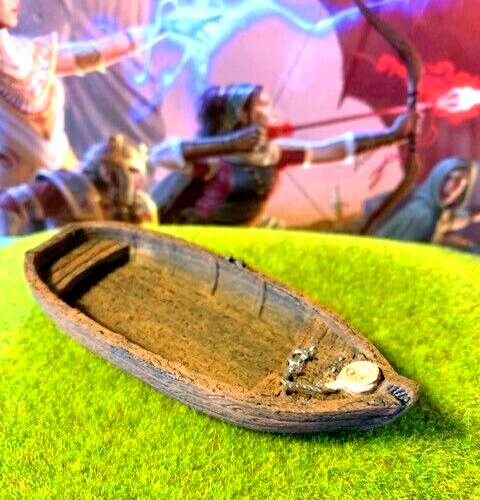 Wooden Boat resin painted miniature Dungeon & Dragons D&D terrain ship rowboat