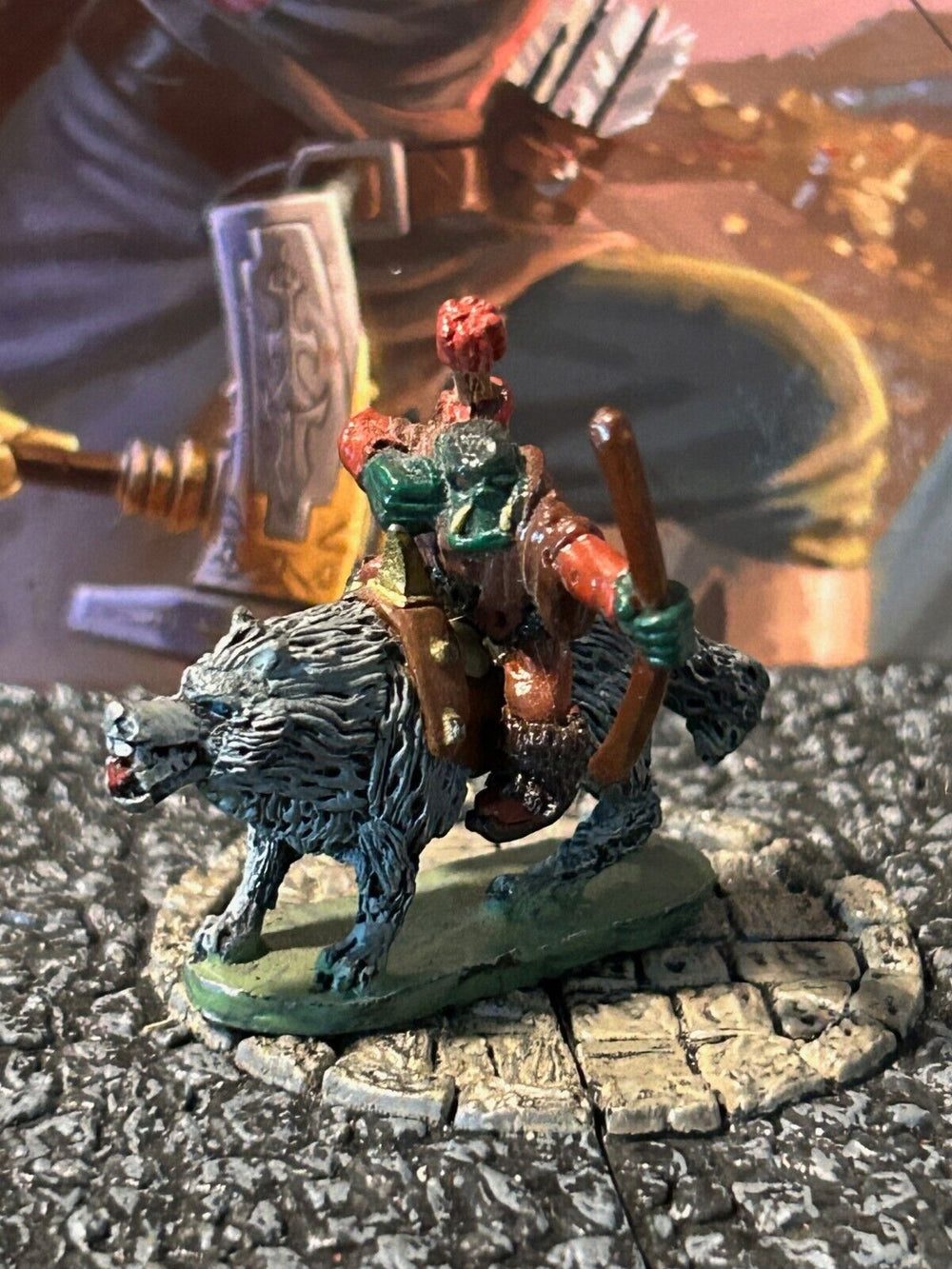 Orc Wolf Rider Vintage Grenadier Miniature D&D Dungeons Dragons archer scout