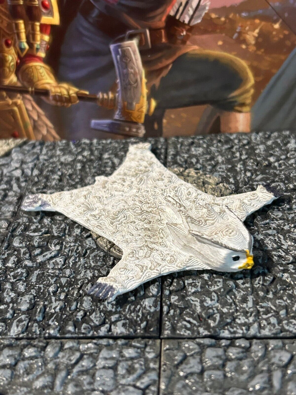 White Owlbear Skin Rug painted miniature Dungeon & Dragons D&D terrain large