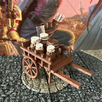 Wooden Barrel Cart 2 Wheel miniature Dungeon & Dragons D&D painted terrain wagon
