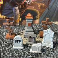 Graveyard Tombstones 7 pc set miniature Dungeon & Dragons D&D painted terrain