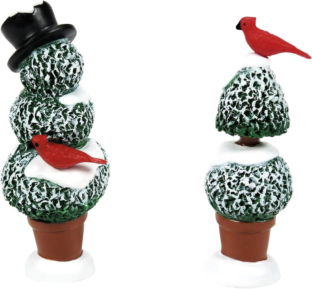 Christmas Cardinal Topiaries 2 pc Department 56 Snow Village Accessories 6013636