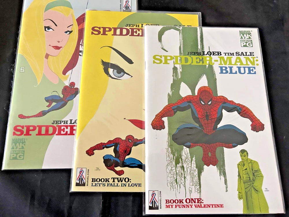 Spiderman Blue Comic Lot Issue # 1, 2, 5 Loeb Sale VF to NM Marvel Comics Gwen