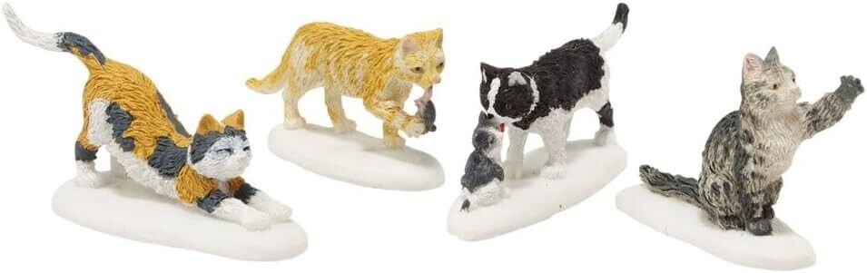 Stray Cat Strut 4 pc Department 56 Village Accessories 6009811 Christmas kitten