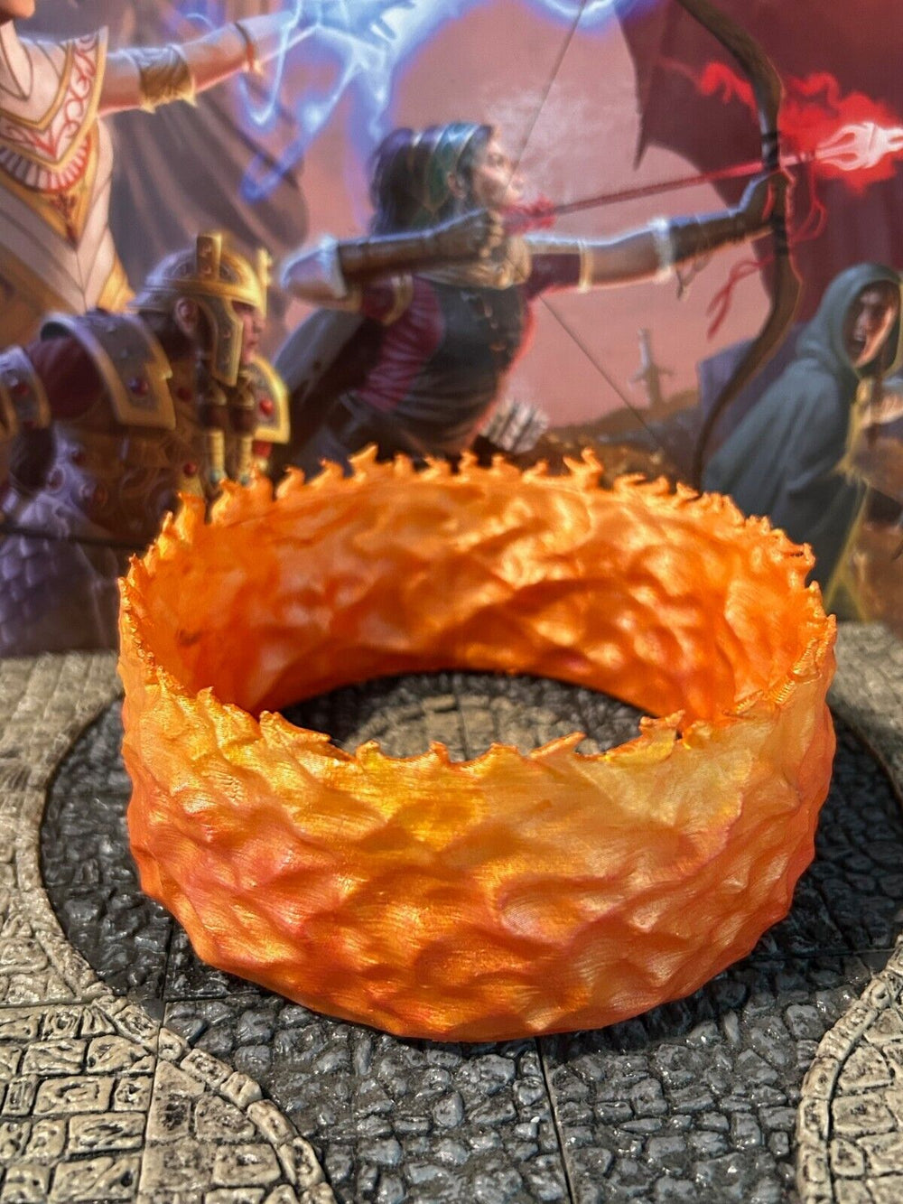 Ring of Fire Flamestrike Spell miniature Dungeon & Dragons D&D printed painted