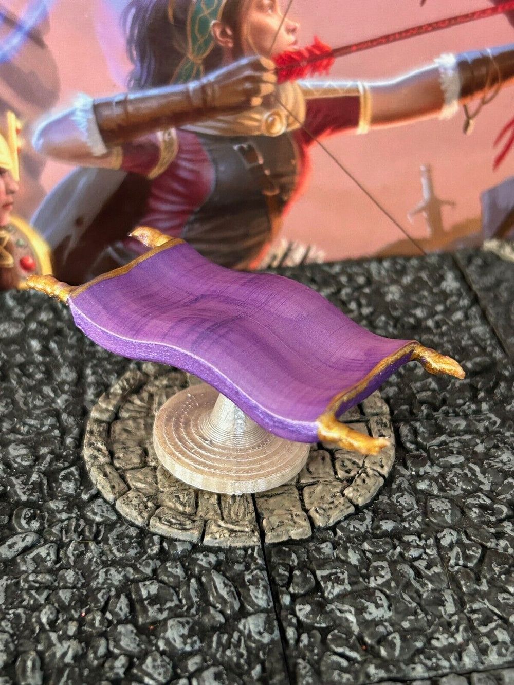 Magic Item Flying Carpet miniature Dungeon & Dragons D&D printed painted Purple