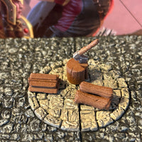 Hatchet / Axe stump + 2 log piles miniature Dungeon & Dragons D&D terrain farm