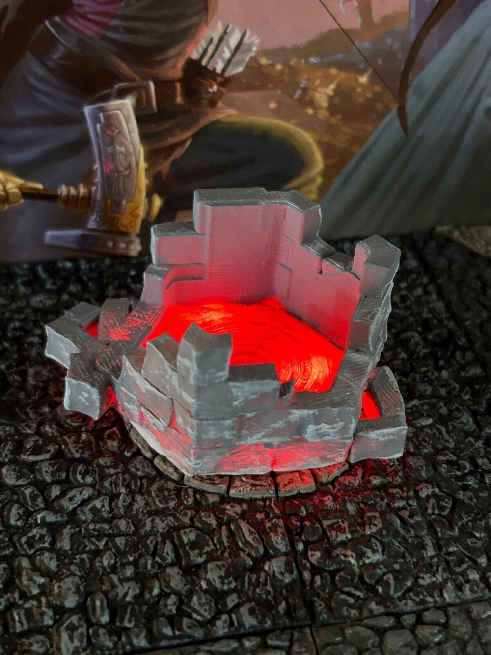 Light Up Red Magic Lit Stone Well Ruins Dungeon & Dragons D&D terrain printed