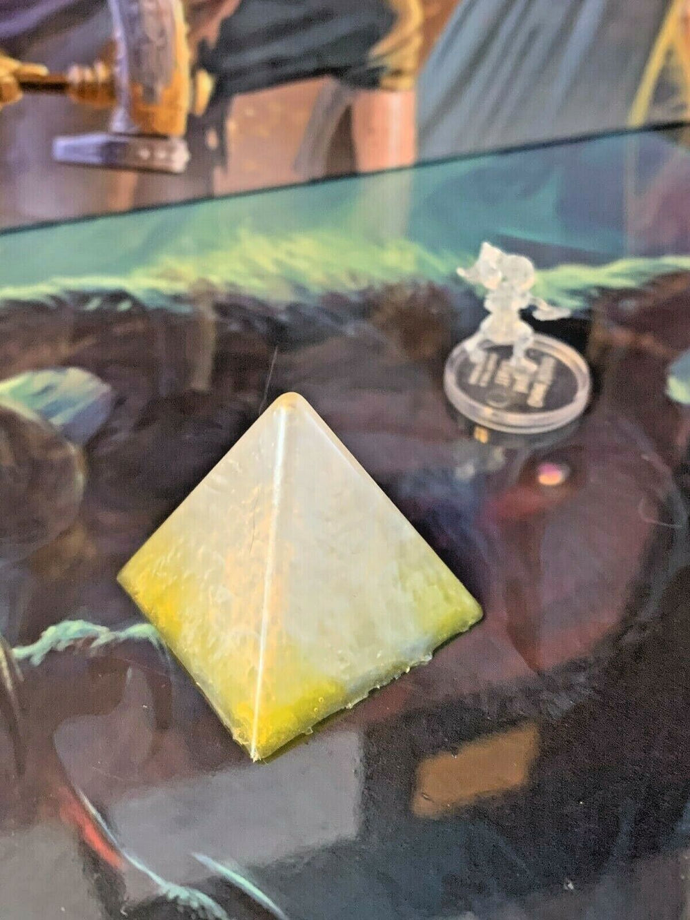 Pearl & Yellow Resin Pyramid Dungeon & Dragons D&D pathfinder crystal terrain