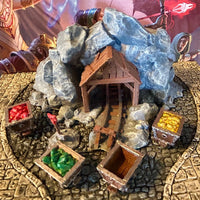 6pc Mountain Mine & Mining Carts miniature Dungeon & Dragons D&D painted terrain