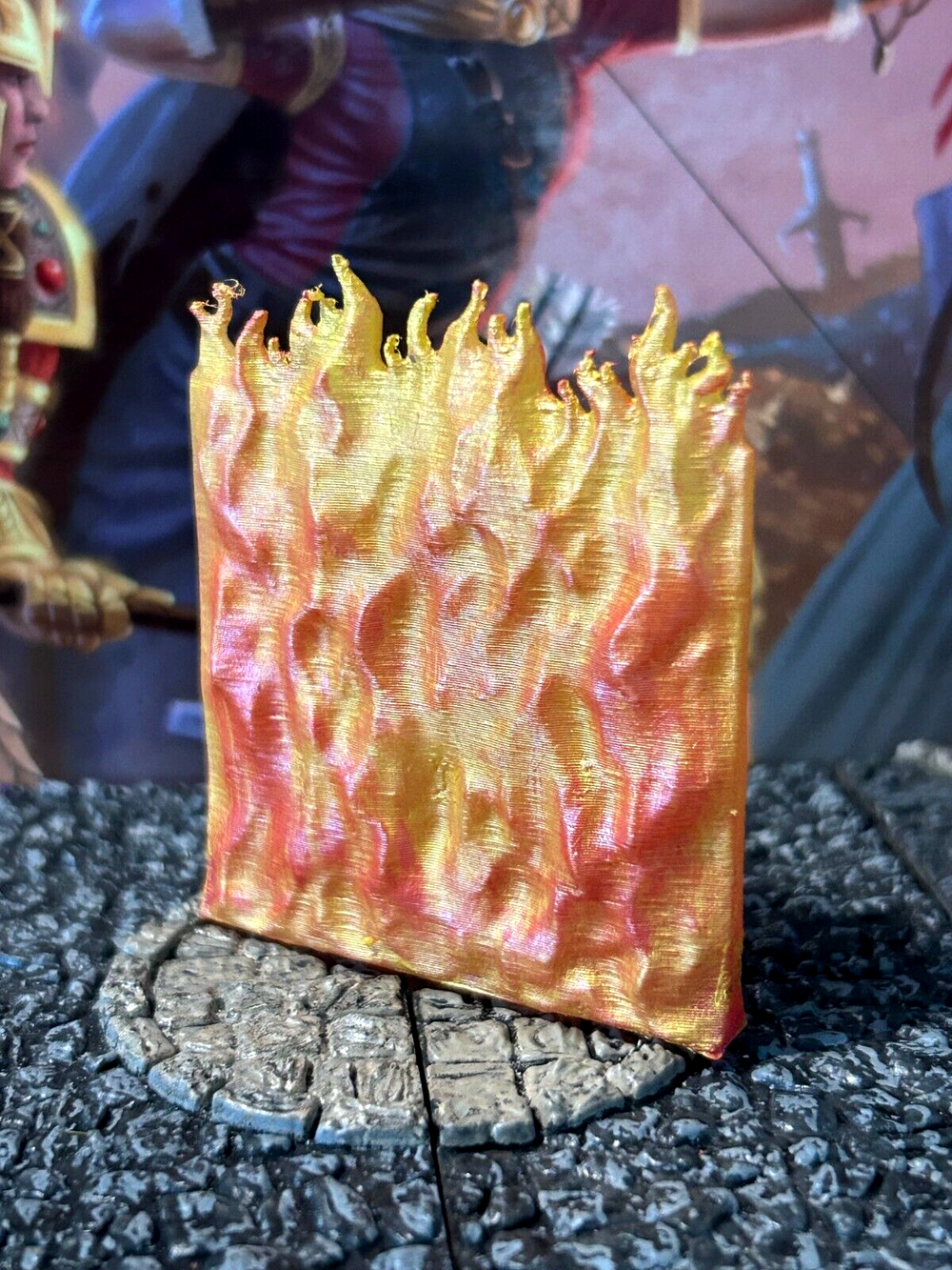 Large Wall of Fire Spell painted miniature Dungeon & Dragons D&D printed terrain