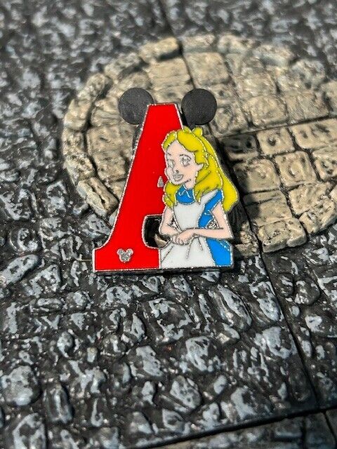 A Alphabet Alice in Wonderland Hidden Mickey Disney Collectible Trader Pin