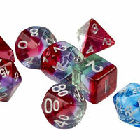 Sirius Watermelon Red Green 7 Dice Set + Blue d20 D&D dungeons dragons rpg Z