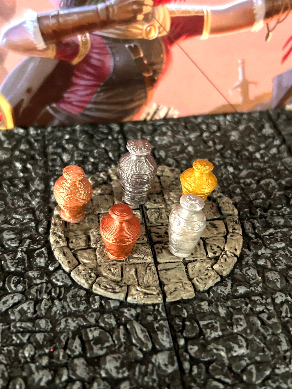 Burial Treasure Urn 5pc set painted miniature Dungeon & Dragons D&D terrain vase