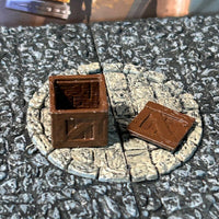 Empty Wooden Crate 2 pc printed painted miniature Dungeon & Dragons D&D terrain