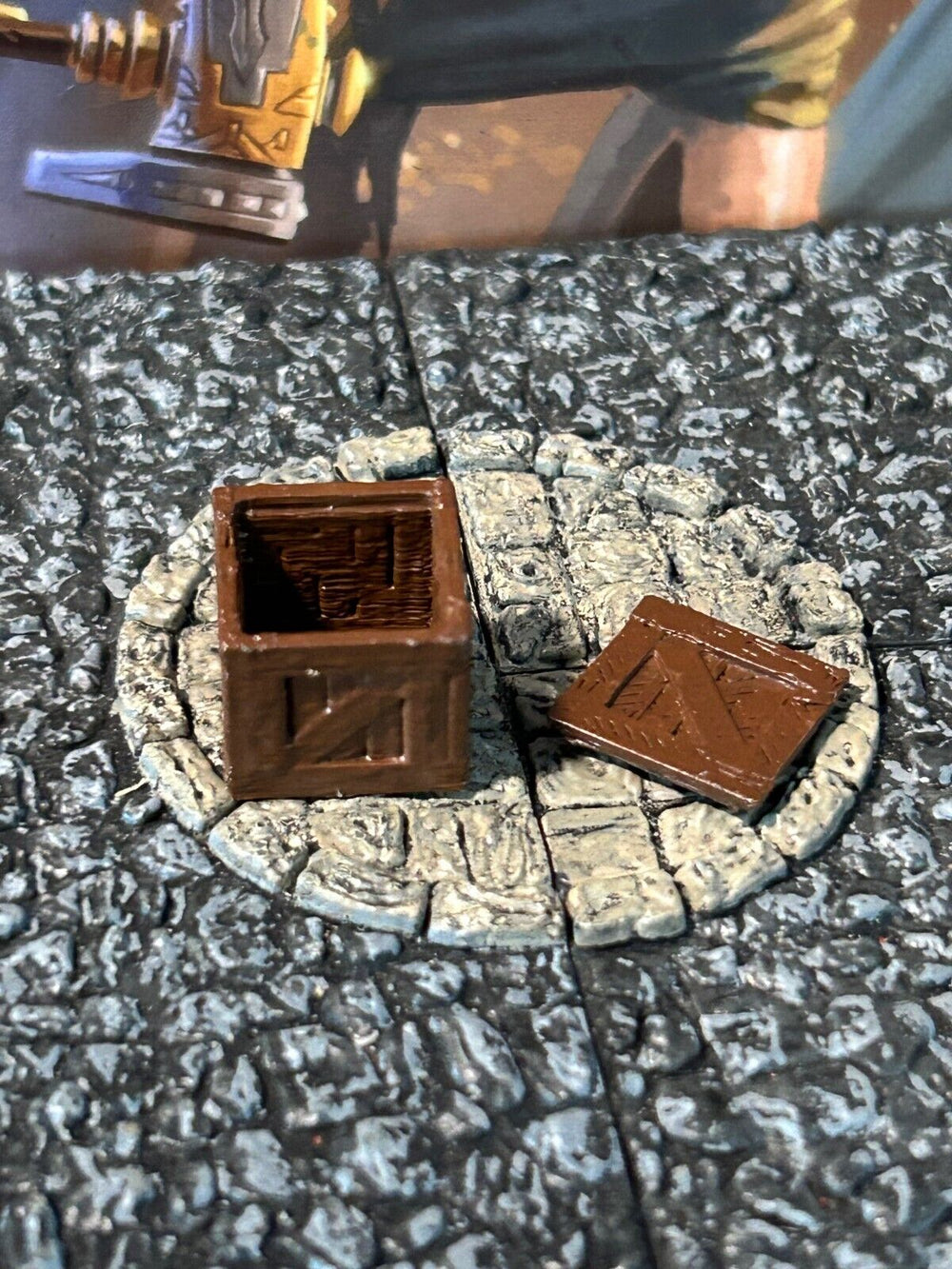 Empty Wooden Crate 2 pc printed painted miniature Dungeon & Dragons D&D terrain