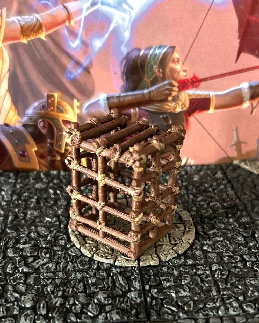 Large Wooden Prisoner Cage painted miniature Dungeon & Dragons D&D terrain wood