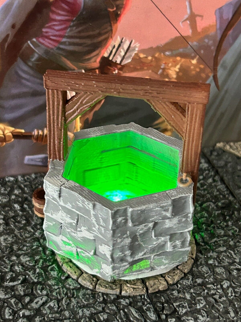 LED Light Up Green Magic Lit Stone Well Dungeon & Dragons D&D terrain printed