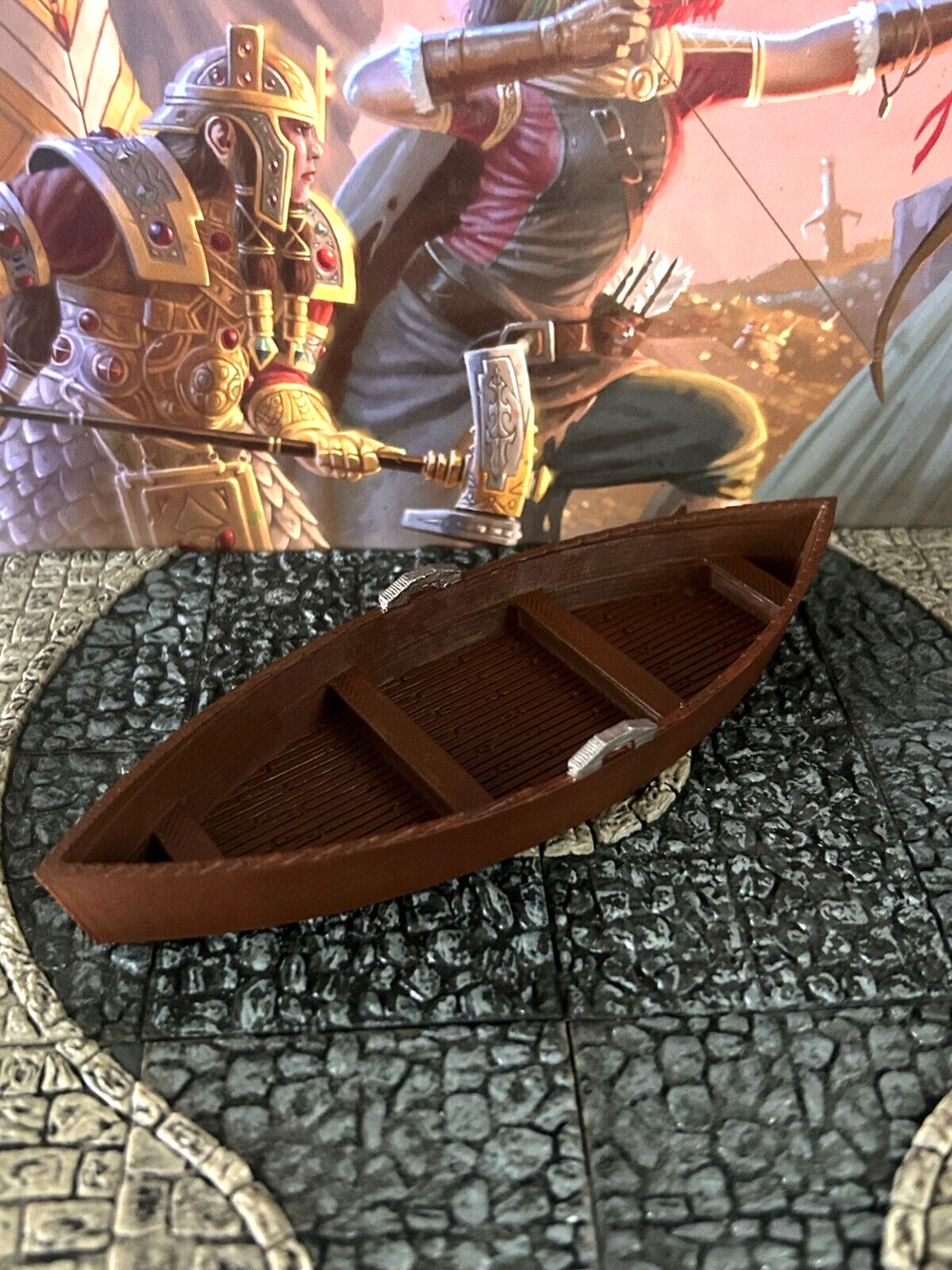 Wooden Boat printed painted miniature Dungeon & Dragons D&D terrain ship rowboat