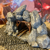 6pc Mountain Mine & Mining Carts miniature Dungeon & Dragons D&D painted terrain