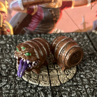 Mimic Keg / Barrel 2 pc painted miniature Dungeon & Dragons D&D terrain trap