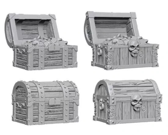 Chests 2 pk Deep Cuts Pathfinder miniature D&D unpainted wooden treasure terrain