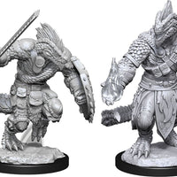 Lizardfolk Barbarian & Cleric Nolzur's D&D miniature Dungeons Dragons unpainted