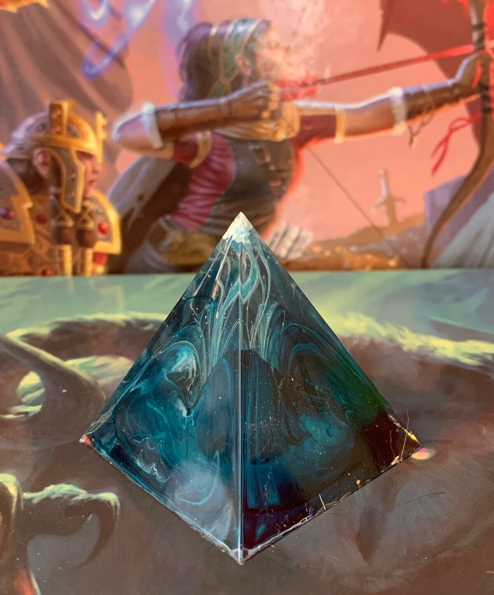 Blue White Swirl Resin Pyramid Dungeon & Dragons D&D crystal terrain 2