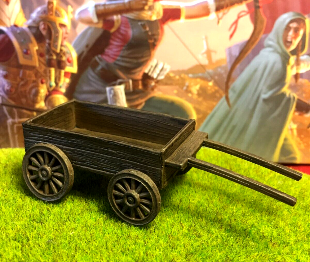 Wooden Wagon 4 Wheel D&D Miniature Dungeons Dragons Rusty Inn terrain large Z