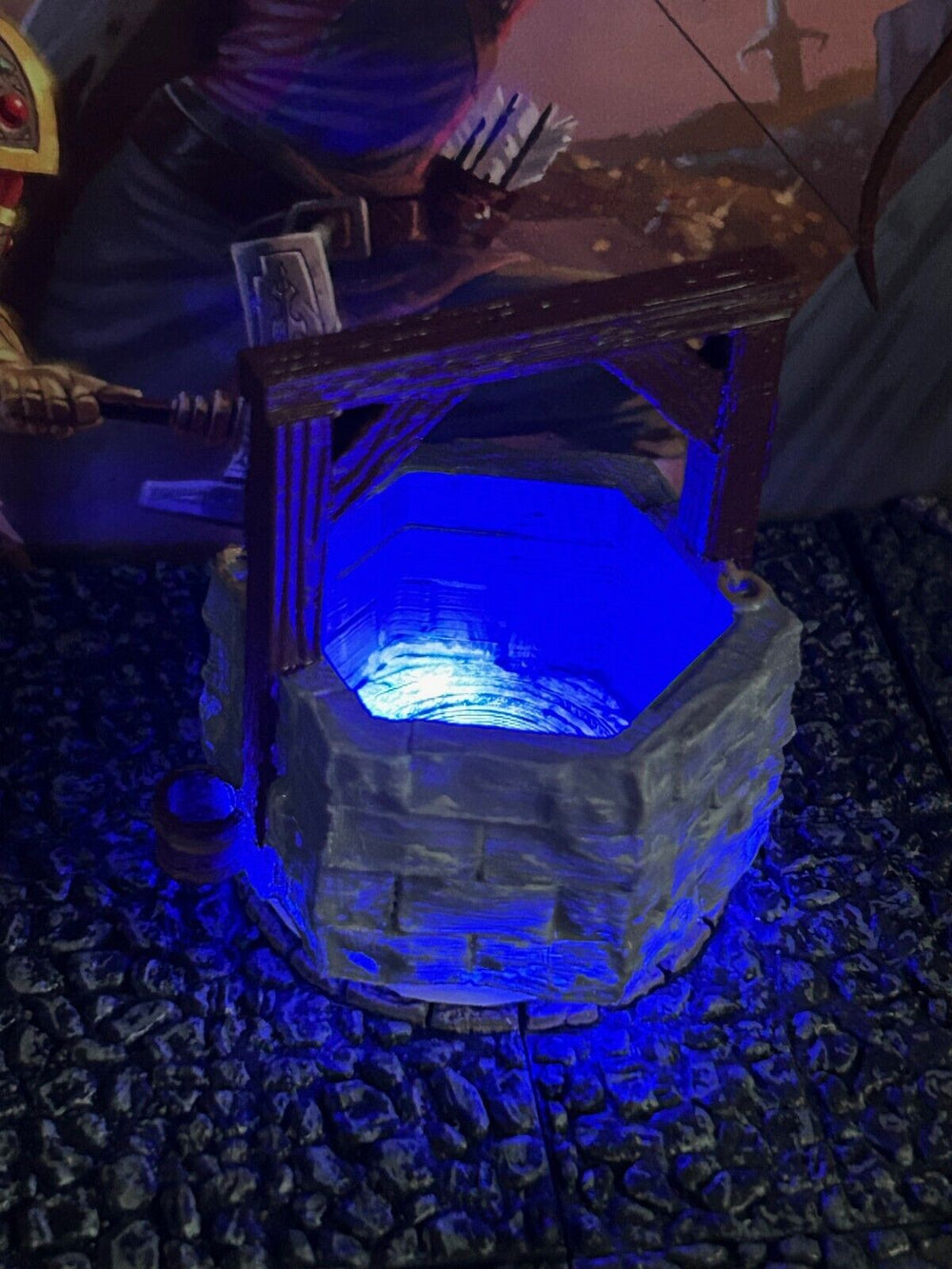 LED Light Up Blue Magic Lit Stone Well Dungeon & Dragons D&D terrain printed