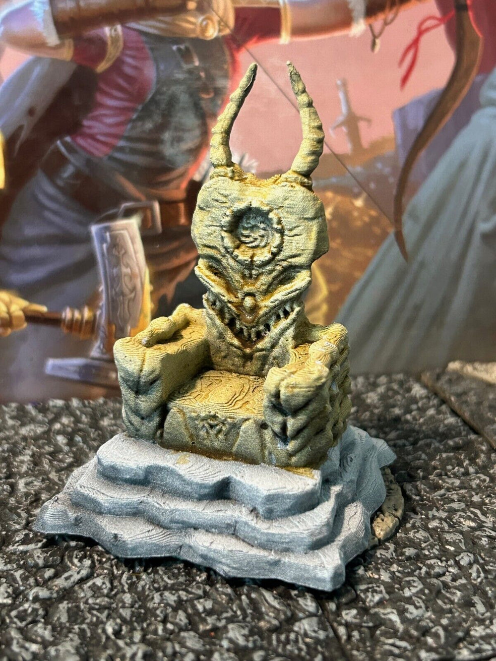 Bone Demon Faced Throne miniature Dungeon & Dragons D&D painted terrain dark