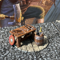 Weapons Barrel & Forge Table 2pc miniature Dungeon & Dragons D&D printed painted