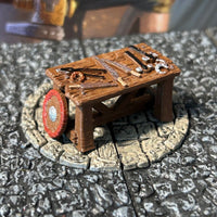 Wooden Forge Table with Tools miniature Dungeon & Dragons D&D printed painted