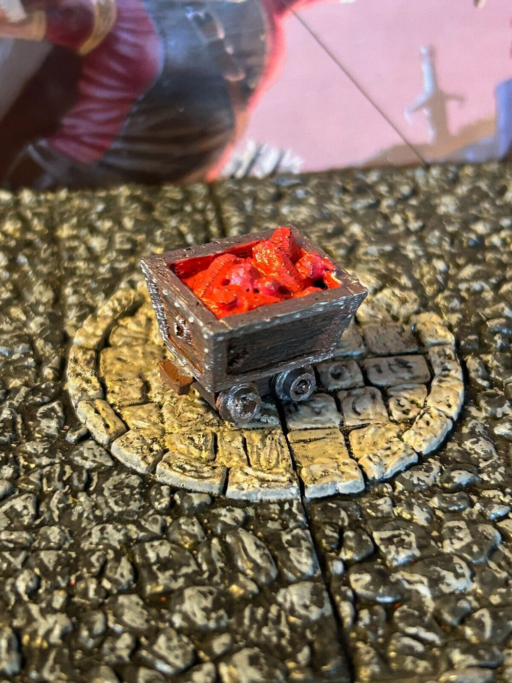 Blood Crystal Mine Cart miniature Dungeon & Dragons D&D painted terrain mining
