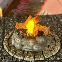 Light Up Lit Campfire Dungeon & Dragons D&D printed painted terrain TTRPG fire