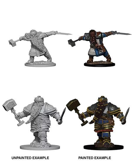 Male Dwarf Fighter 2 pack W1 Nolzur's D&D miniature Dungeons Dragons unpainted Z