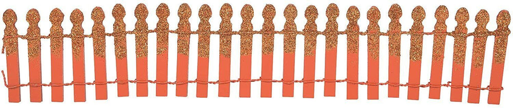 Pumpkin Orange Glitter Fence Department 56 Snow Village Halloween 6007703 Z