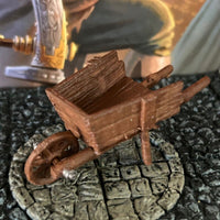 Empty Wood Wheel Barrow painted plastic miniature Dungeon & Dragons D&D terrain