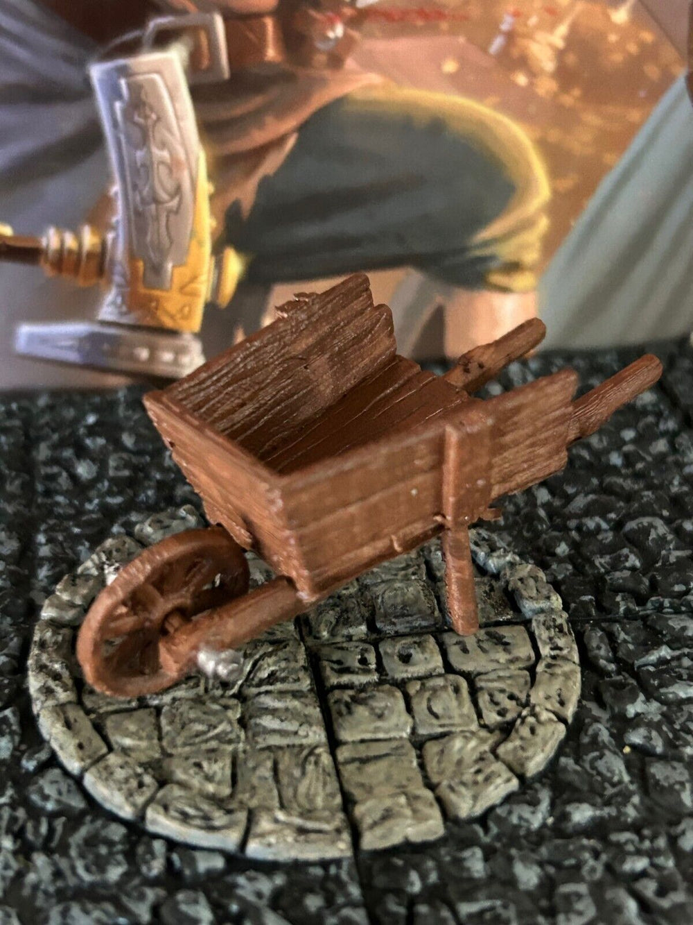 Empty Wood Wheel Barrow painted plastic miniature Dungeon & Dragons D&D terrain