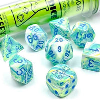 Chessex 30046 Lab Dice Festive Poly Garden Blue dice 7 pc D&D Dungeons Dragons Z