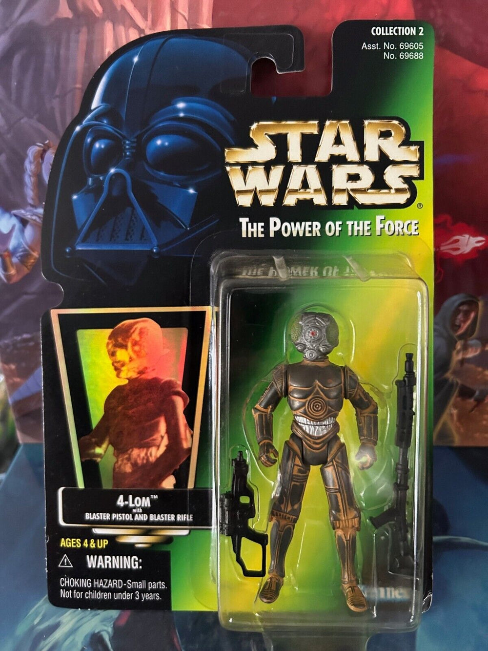 4-LOM Star Wars Power of the Force PoTF Green Hologram Card Empire Strikes Back