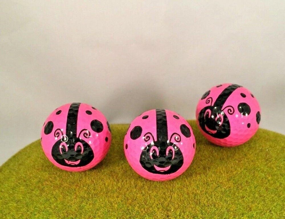 Pink Lady Bug golf ball 3pk Golfball Critters NOVELTY GOLF BALLS insect animal