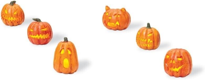 Lit Jack O Lanterns 6 pc Department 56 Snow Village Halloween 810798 accessory