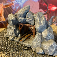 Stone Mountain Mine Opening miniature Dungeon & Dragons D&D painted terrain