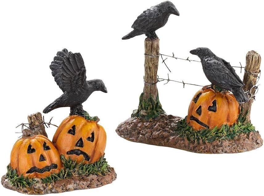 Halloween Ravens 2 pc set Department 56 Snow Village Halloween 4030786 birds Z