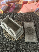 
              Stone Sarcophagus / Lid 2 pc set painted miniature Dungeon & Dragons D&D terrain
            